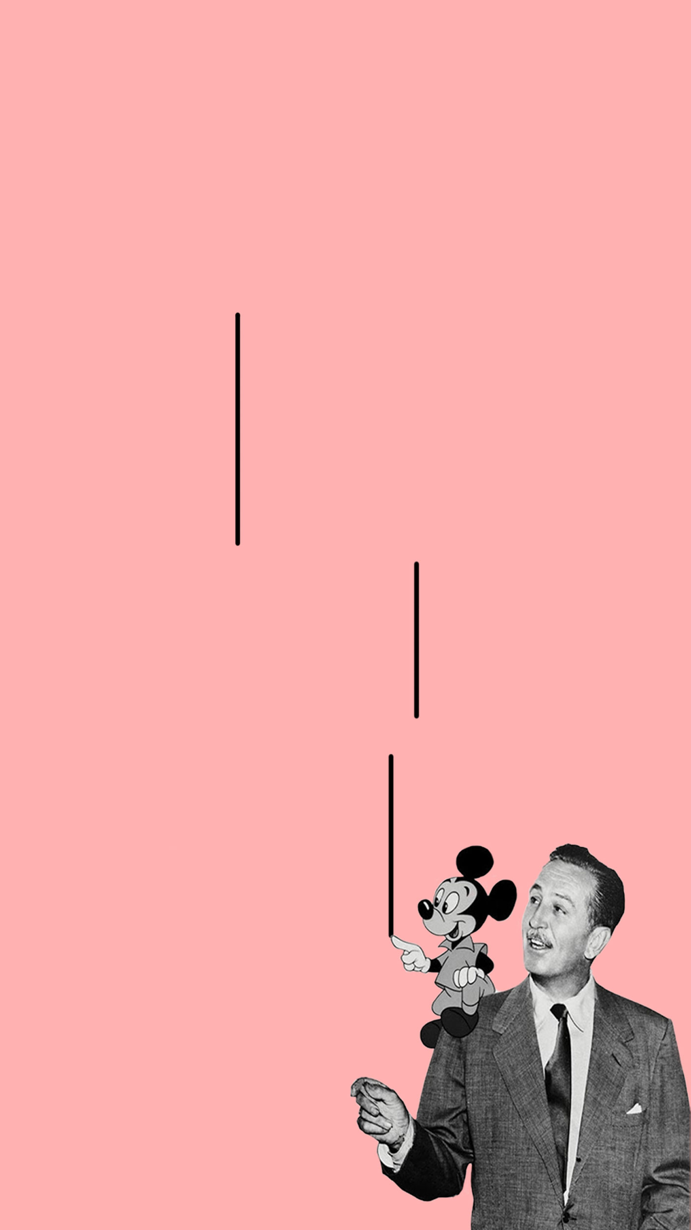 Walt Disney with Mickey on his shoulder